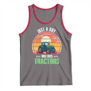 Funny Farmer Tank Top Just A Boy Who Loves Tractors TS14 Deep Heather Red Print Your Wear
