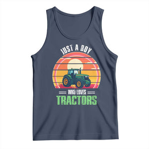 Funny Farmer Tank Top Just A Boy Who Loves Tractors TS14 Navy Print Your Wear