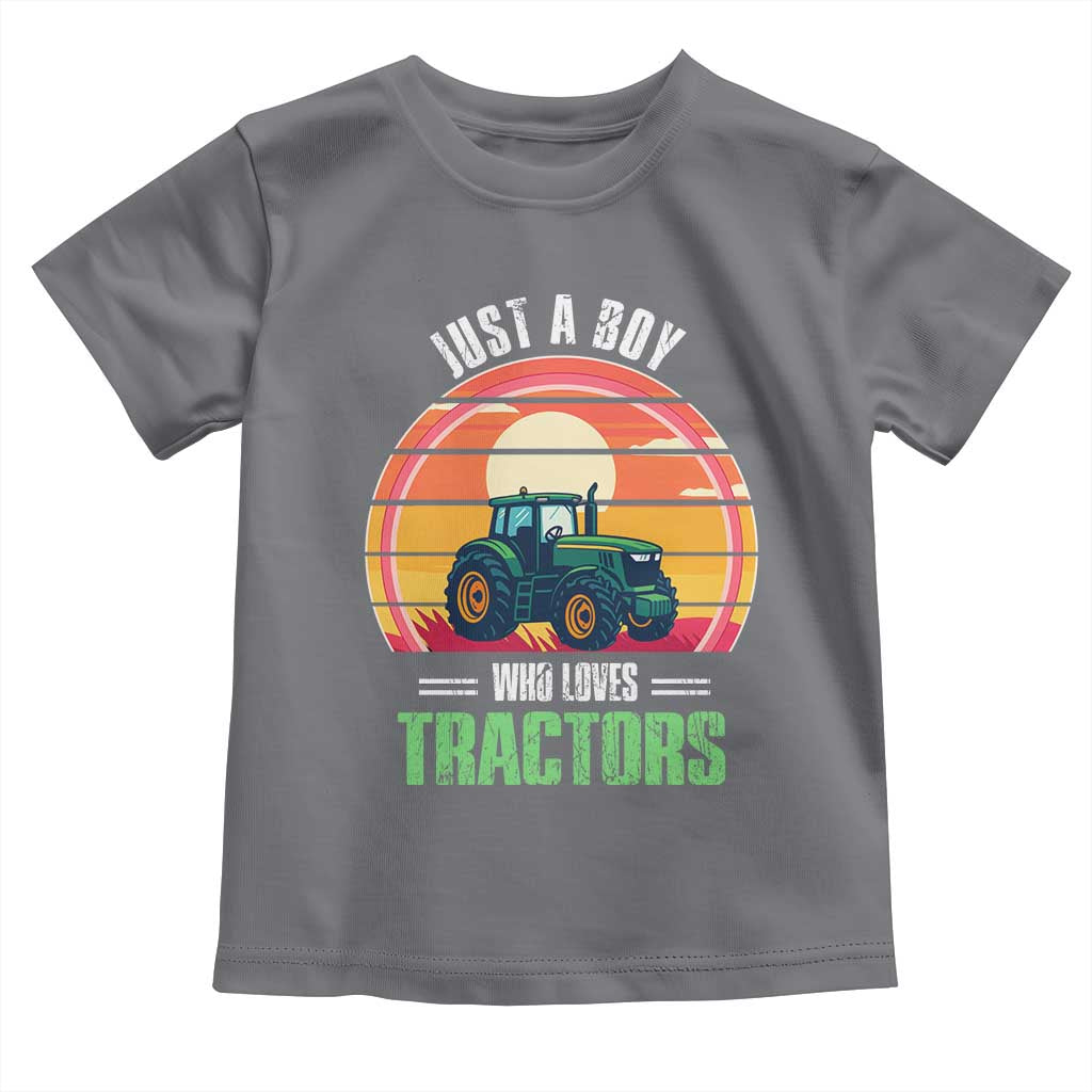 Funny Farmer Toddler T Shirt Just A Boy Who Loves Tractors TS14 Charcoal Print Your Wear