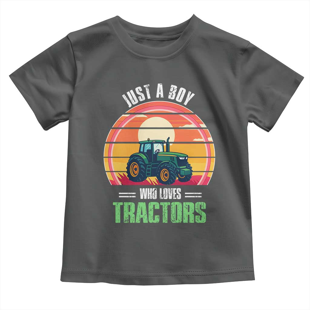 Funny Farmer Toddler T Shirt Just A Boy Who Loves Tractors TS14 Dark Heather Print Your Wear