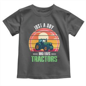 Funny Farmer Toddler T Shirt Just A Boy Who Loves Tractors TS14 Dark Heather Print Your Wear