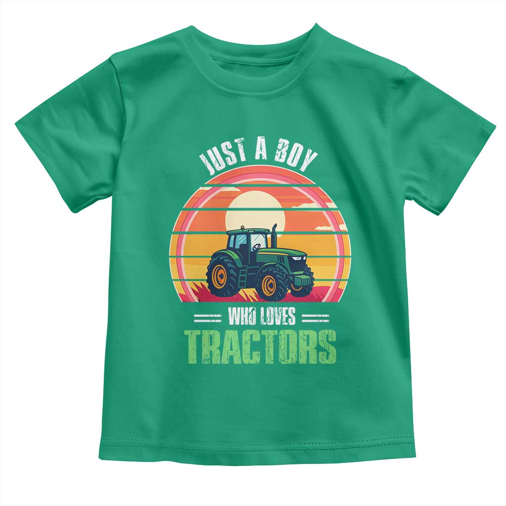 Funny Farmer Toddler T Shirt Just A Boy Who Loves Tractors TS14 Irish Green Print Your Wear