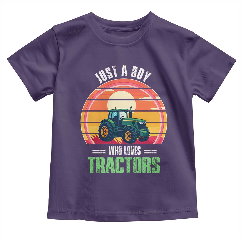 Funny Farmer Toddler T Shirt Just A Boy Who Loves Tractors TS14 Purple Print Your Wear