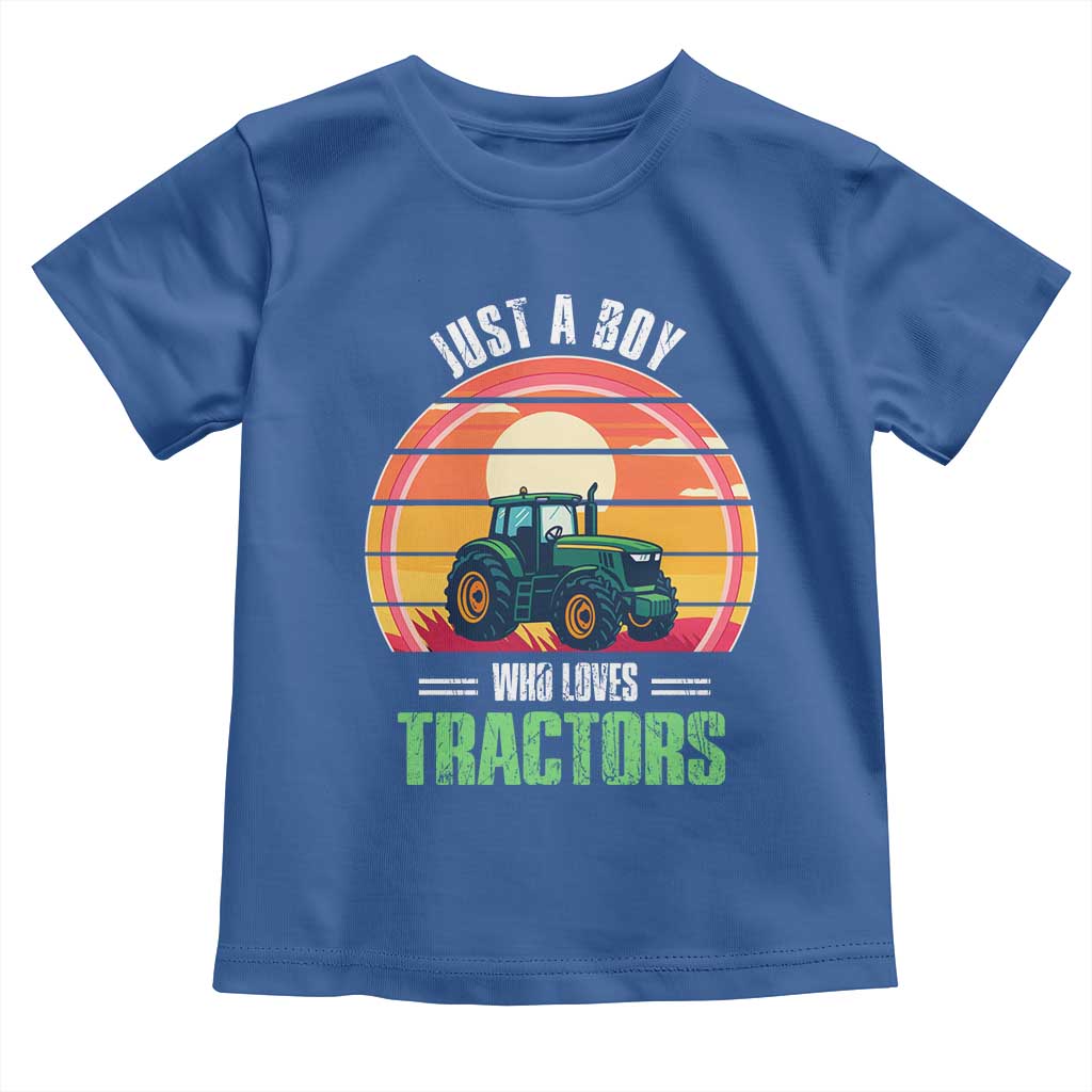 Funny Farmer Toddler T Shirt Just A Boy Who Loves Tractors TS14 Royal Blue Print Your Wear