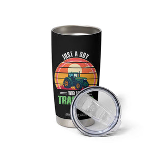 Funny Farmer Tumbler Cup Just A Boy Who Loves Tractors TS14 Print Your Wear
