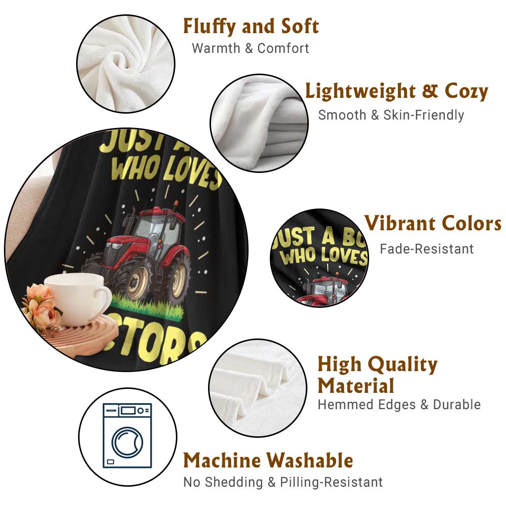 Funny Farming Tractor Throw Blanket Just A Boy Who Loves Tractors TS14 Print Your Wear