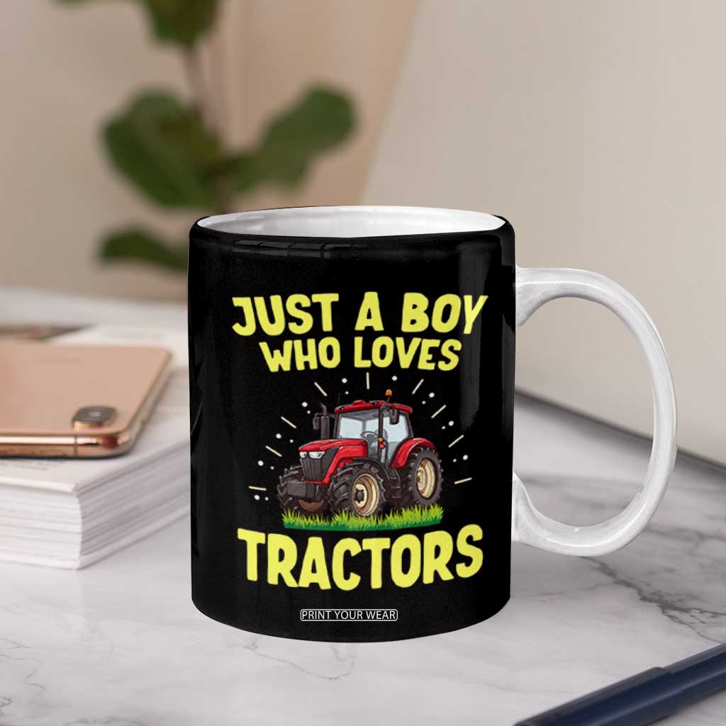 Funny Farming Tractor Coffee Mug Just A Boy Who Loves Tractors TS14 Print Your Wear