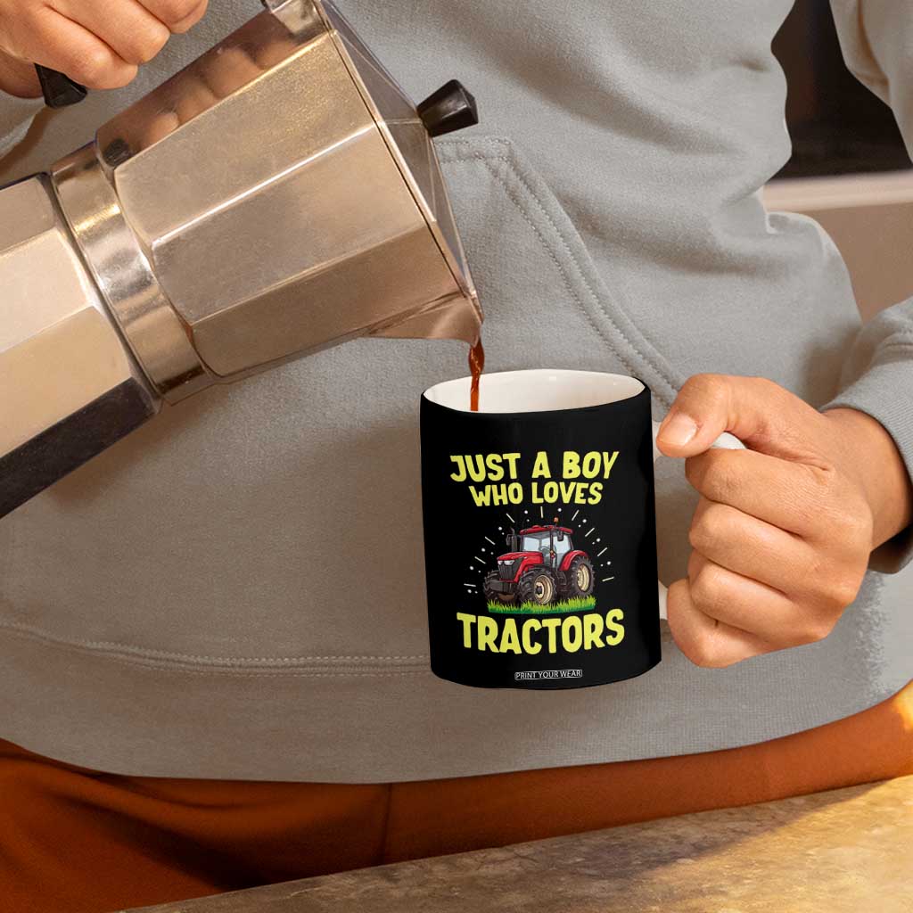 Funny Farming Tractor Coffee Mug Just A Boy Who Loves Tractors TS14 Print Your Wear