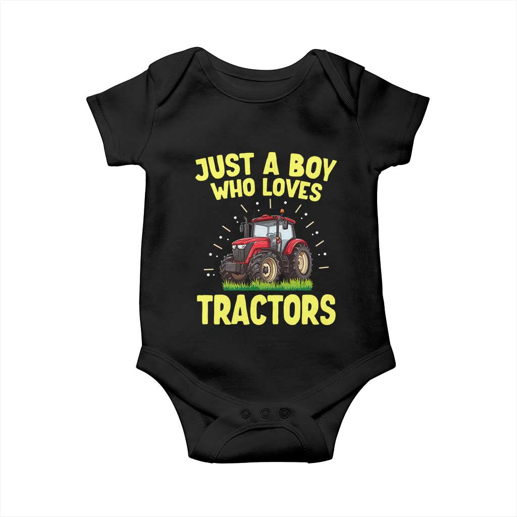 Funny Farming Tractor Baby Onesie Just A Boy Who Loves Tractors TS14 Black Print Your Wear