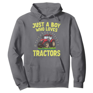 Funny Farming Tractor Hoodie Just A Boy Who Loves Tractors TS14 Charcoal Print Your Wear