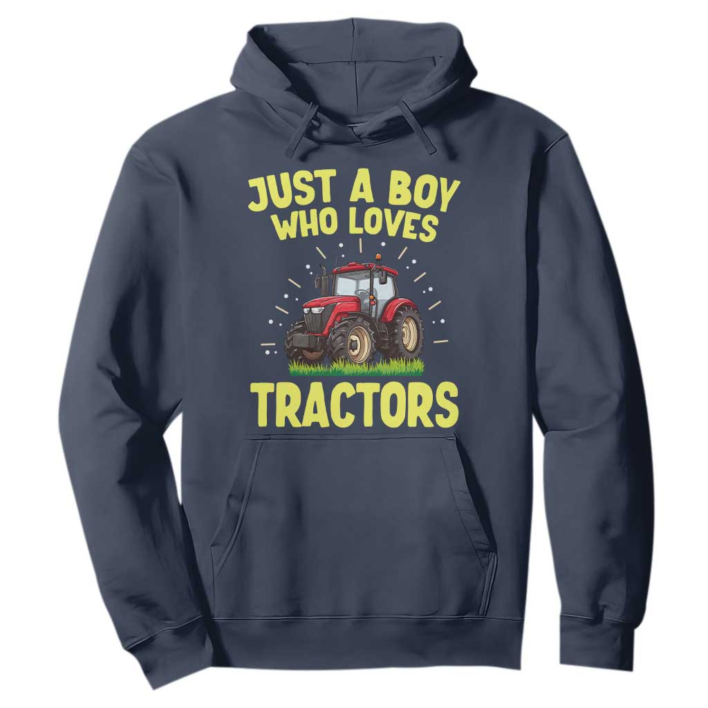 Funny Farming Tractor Hoodie Just A Boy Who Loves Tractors TS14 Navy Print Your Wear