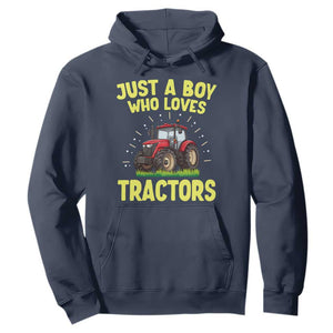 Funny Farming Tractor Hoodie Just A Boy Who Loves Tractors TS14 Navy Print Your Wear
