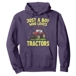 Funny Farming Tractor Hoodie Just A Boy Who Loves Tractors TS14 Purple Print Your Wear