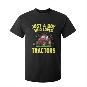 Funny Farming Tractor T Shirt For Kid Just A Boy Who Loves Tractors TS14 Black Print Your Wear