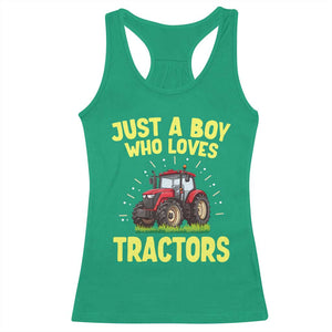 Funny Farming Tractor Racerback Tank Top Just A Boy Who Loves Tractors TS14 Irish Green Print Your Wear