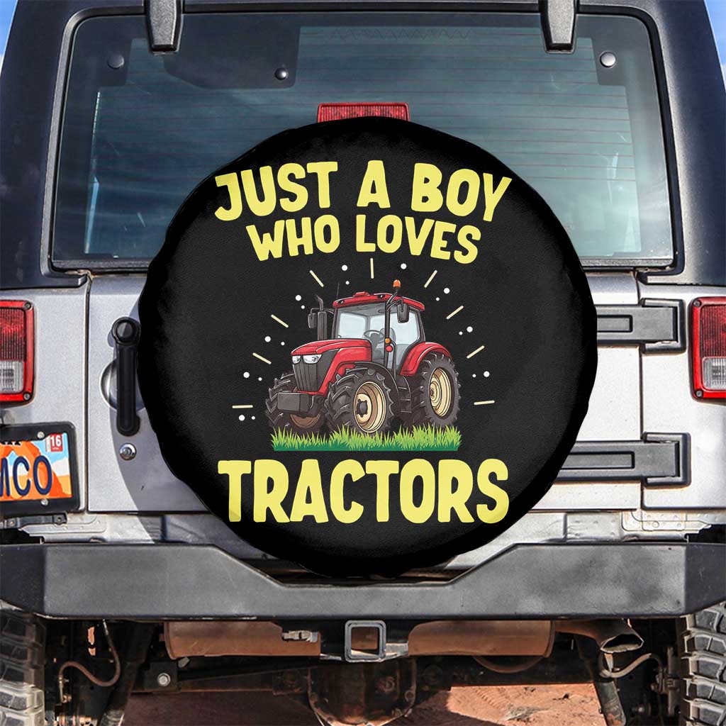 Funny Farming Tractor Spare Tire Cover Just A Boy Who Loves Tractors TS14 No hole Black Print Your Wear