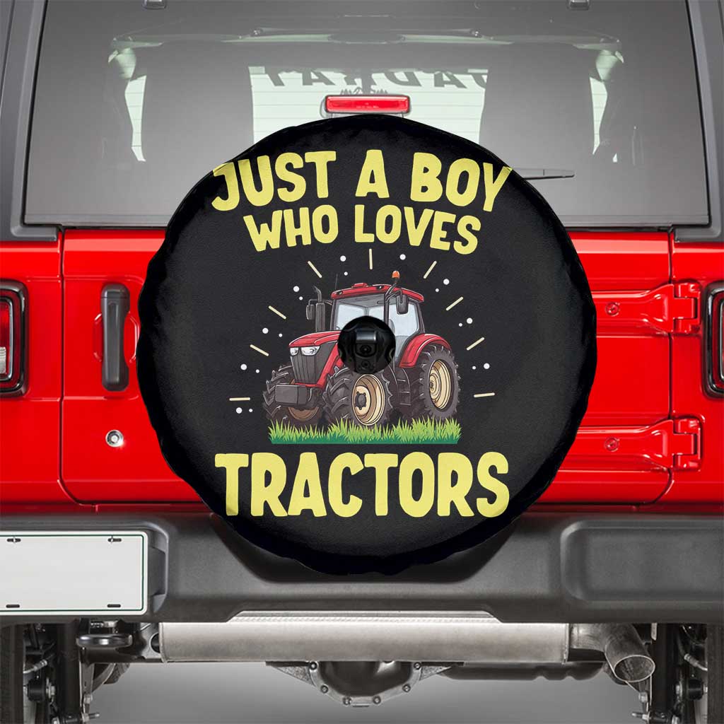 Funny Farming Tractor Spare Tire Cover Just A Boy Who Loves Tractors TS14 Black Print Your Wear