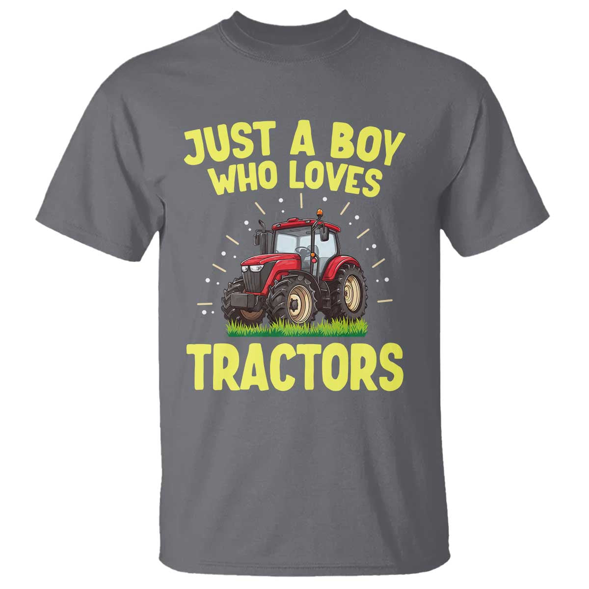 Funny Farming Tractor T Shirt Just A Boy Who Loves Tractors TS14 Charcoal Print Your Wear