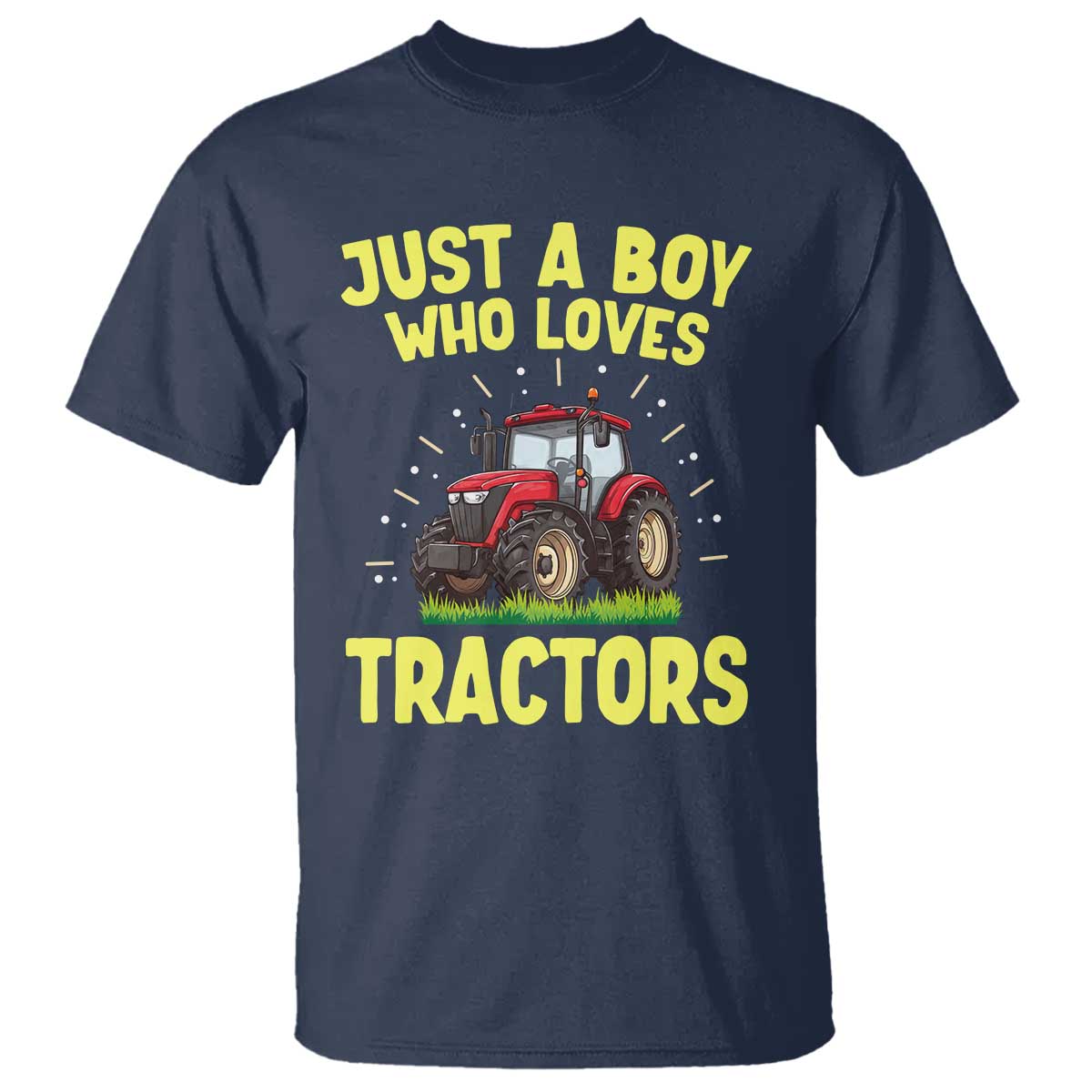 Funny Farming Tractor T Shirt Just A Boy Who Loves Tractors TS14 Navy Print Your Wear