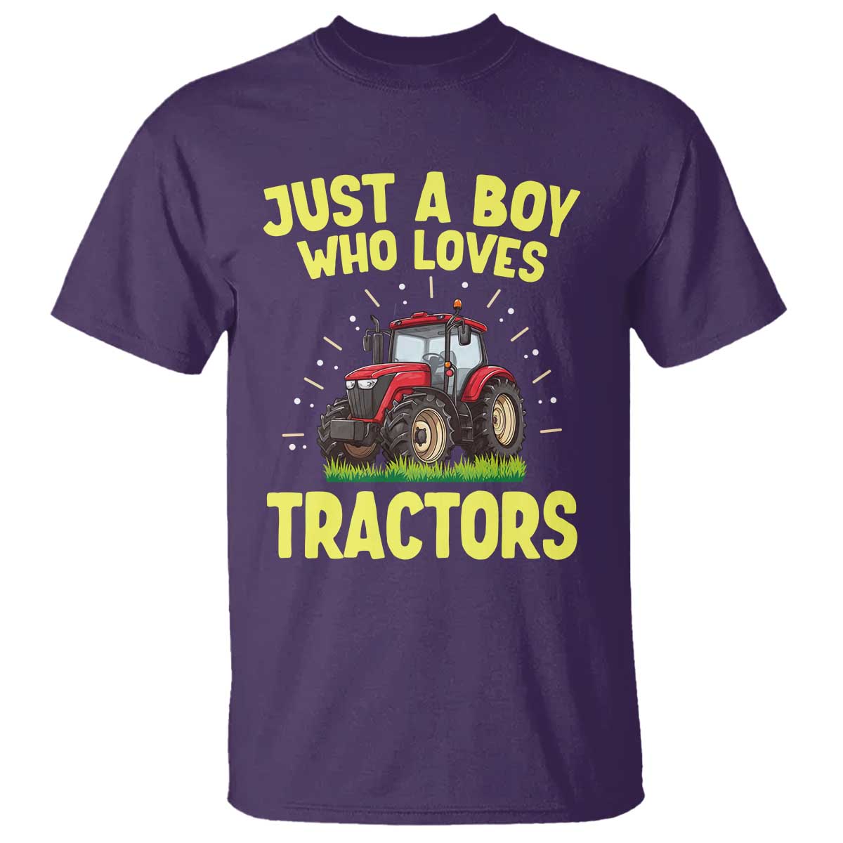 Funny Farming Tractor T Shirt Just A Boy Who Loves Tractors TS14 Purple Print Your Wear