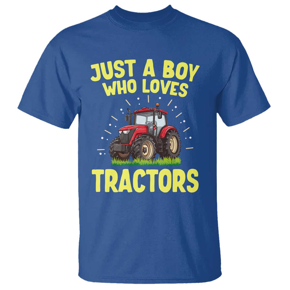 Funny Farming Tractor T Shirt Just A Boy Who Loves Tractors TS14 Royal Blue Print Your Wear