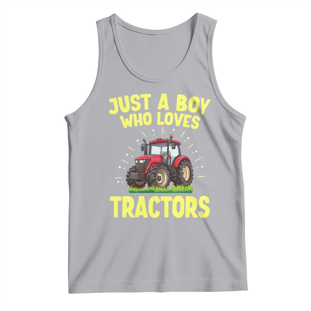 Funny Farming Tractor Tank Top Just A Boy Who Loves Tractors TS14 Athletic Heather Print Your Wear