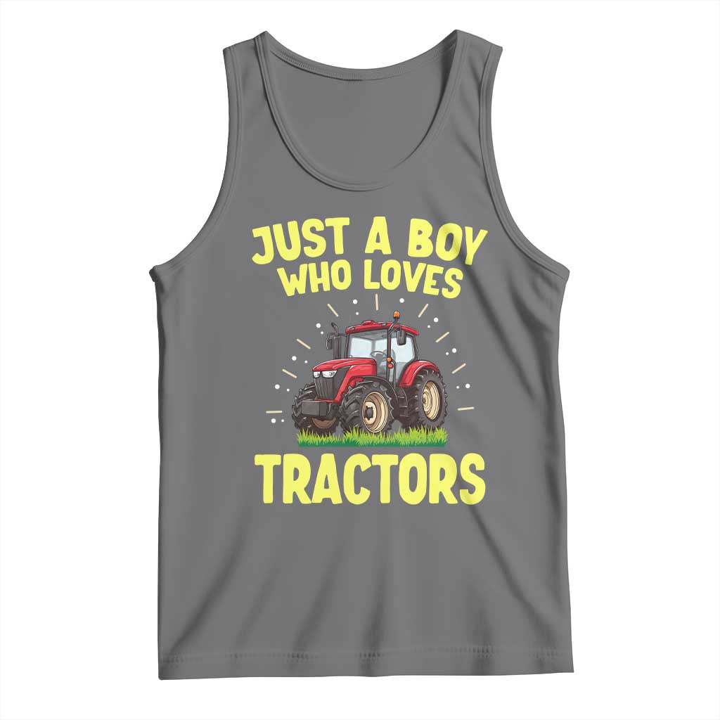 Funny Farming Tractor Tank Top Just A Boy Who Loves Tractors TS14 Black Heather Print Your Wear