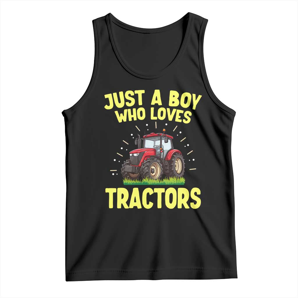 Funny Farming Tractor Tank Top Just A Boy Who Loves Tractors TS14 Black Print Your Wear