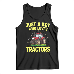 Funny Farming Tractor Tank Top Just A Boy Who Loves Tractors TS14 Black Print Your Wear