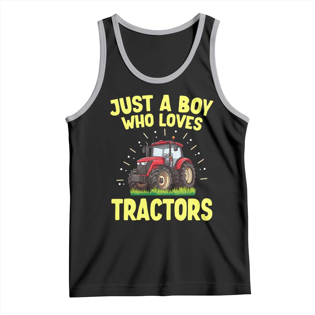 Funny Farming Tractor Tank Top Just A Boy Who Loves Tractors TS14 Black Athletic Heather Print Your Wear