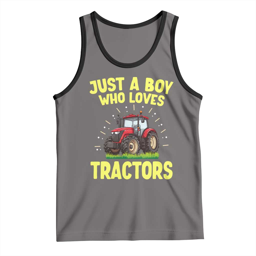 Funny Farming Tractor Tank Top Just A Boy Who Loves Tractors TS14 Deep Heather Black Print Your Wear