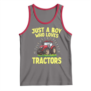 Funny Farming Tractor Tank Top Just A Boy Who Loves Tractors TS14 Deep Heather Red Print Your Wear