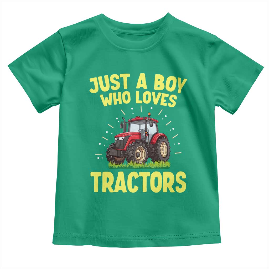 Funny Farming Tractor Toddler T Shirt Just A Boy Who Loves Tractors TS14 Irish Green Print Your Wear
