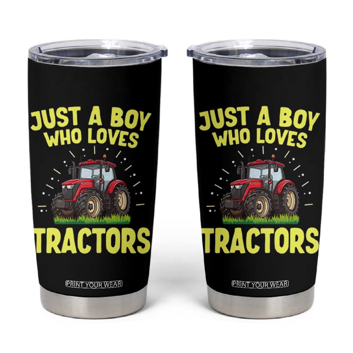 Funny Farming Tractor Tumbler Cup Just A Boy Who Loves Tractors TS14 Black Print Your Wear