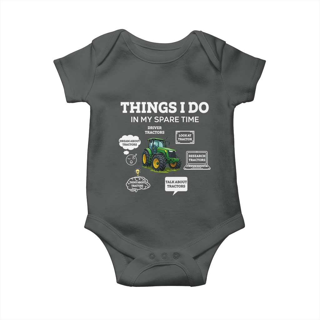 Funny Farmers Baby Onesie Things I Do In My Spare Time TS14 Dark Heather Print Your Wear