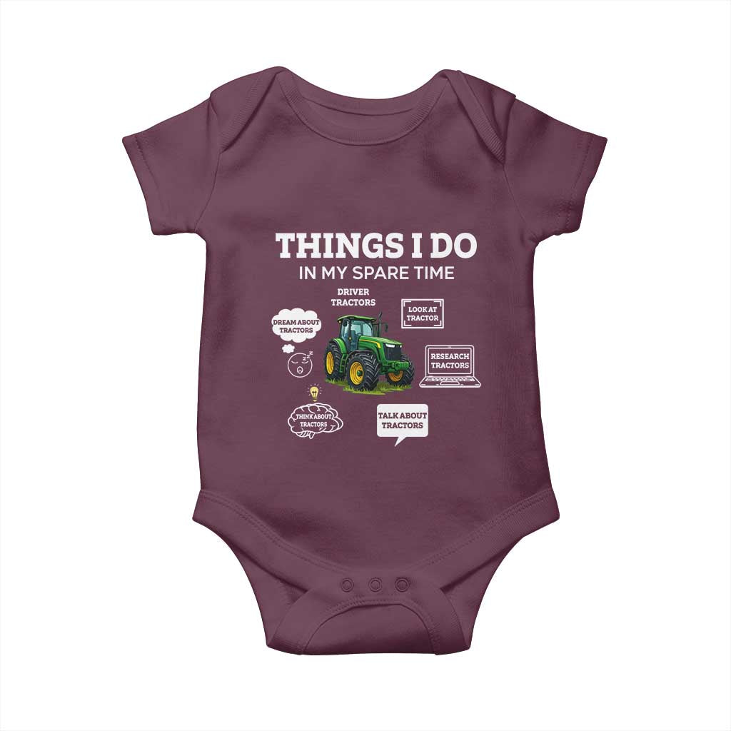 Funny Farmers Baby Onesie Things I Do In My Spare Time TS14 Maroon Print Your Wear