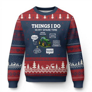 Funny Farmers Ugly Christmas Sweater Things I Do In My Spare Time TS14 Navy Red Print Your Wear