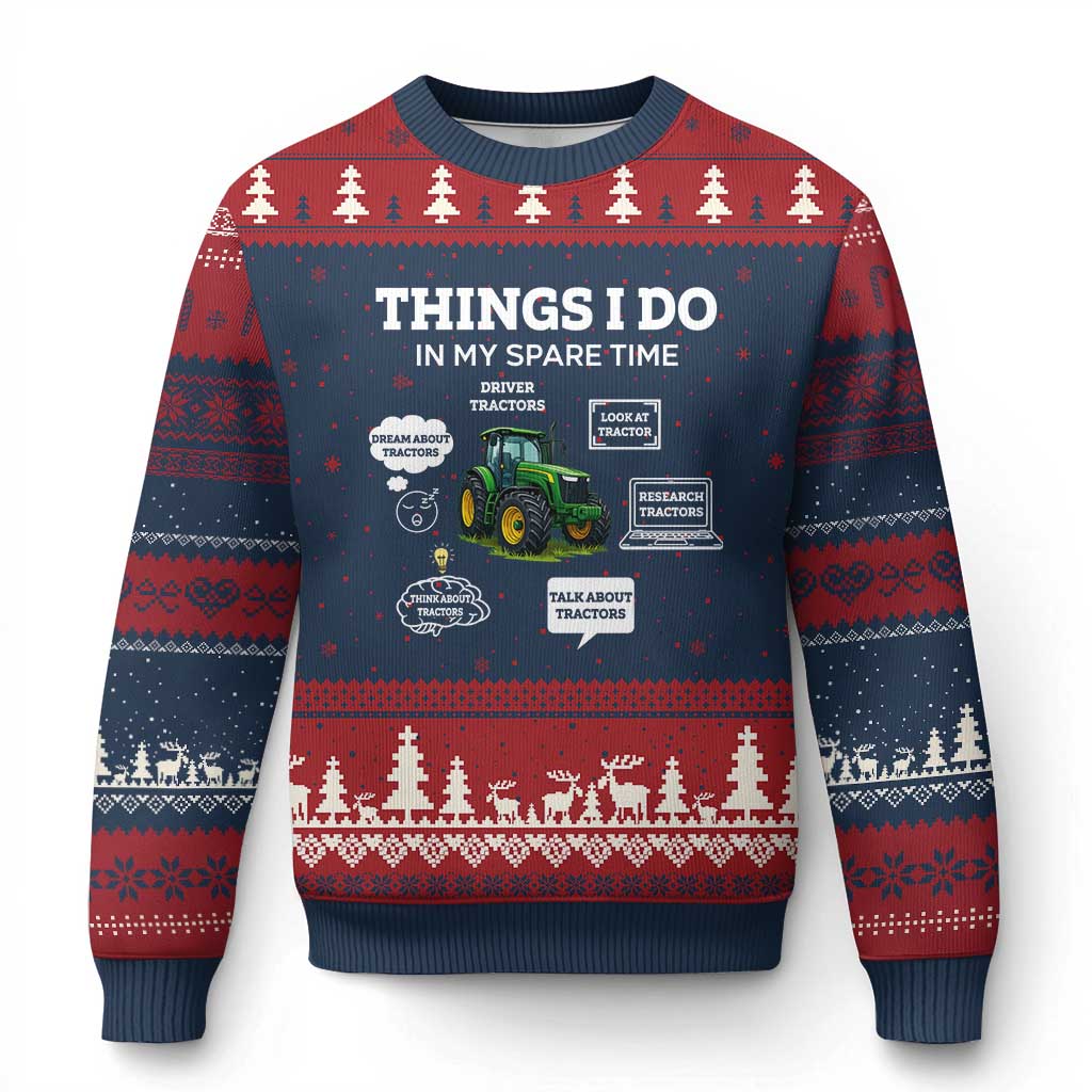Funny Farmers Ugly Christmas Sweater Things I Do In My Spare Time TS14 Navy Red Print Your Wear