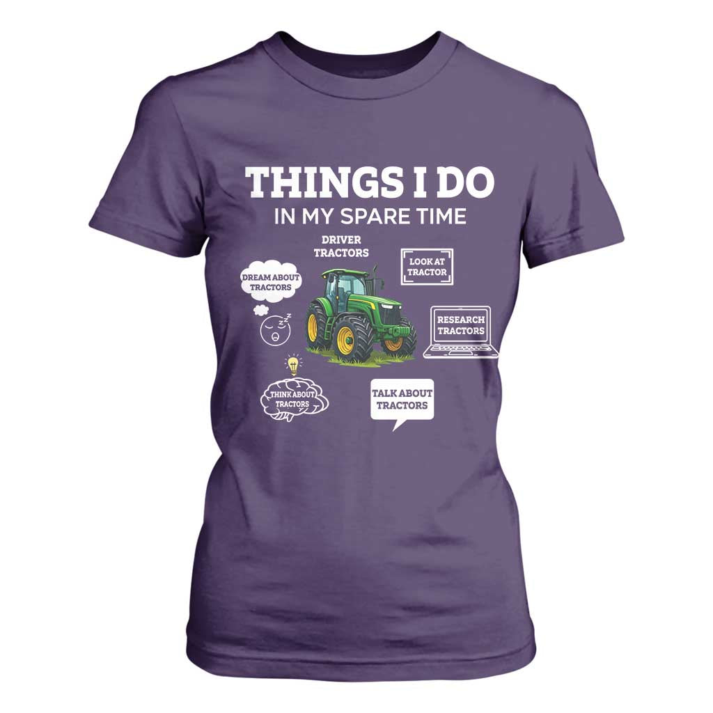 Funny Farmers T Shirt For Women Things I Do In My Spare Time TS14 Purple Print Your Wear