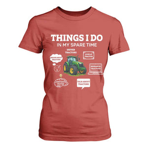 Funny Farmers T Shirt For Women Things I Do In My Spare Time TS14 Red Print Your Wear