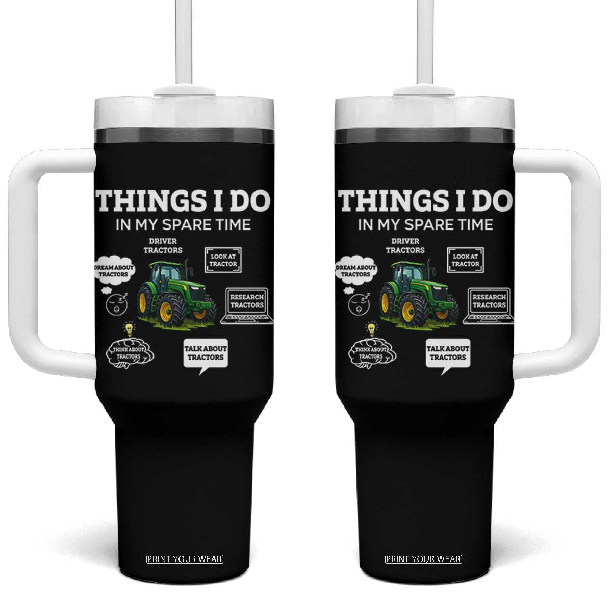 Funny Farmers Tumbler With Handle Things I Do In My Spare Time TS14 One Size: 40 oz Black Print Your Wear