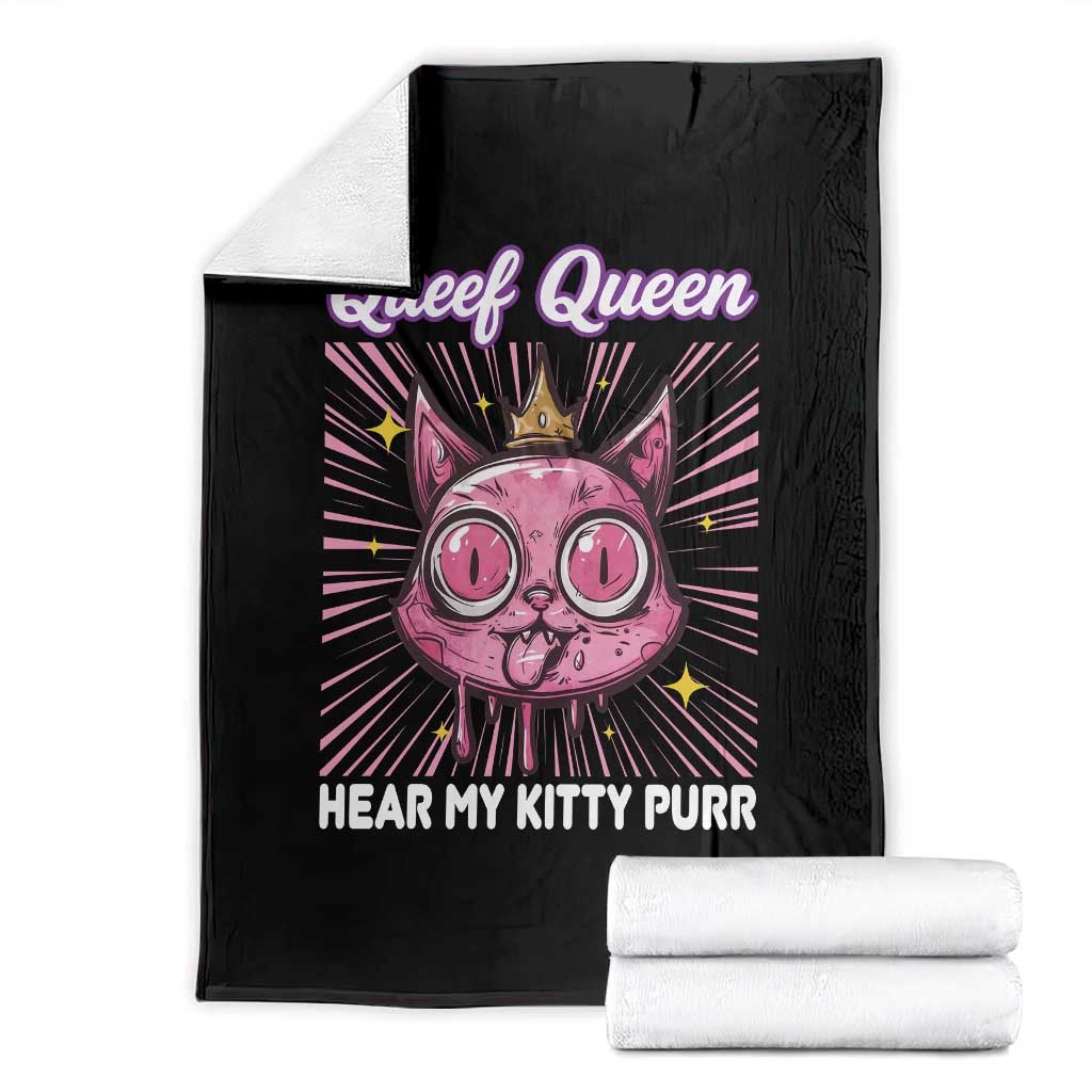 Queef Queen Cat Meme Throw Blanket Funny Inappropriate Adult Humor TS14 Black Print Your Wear