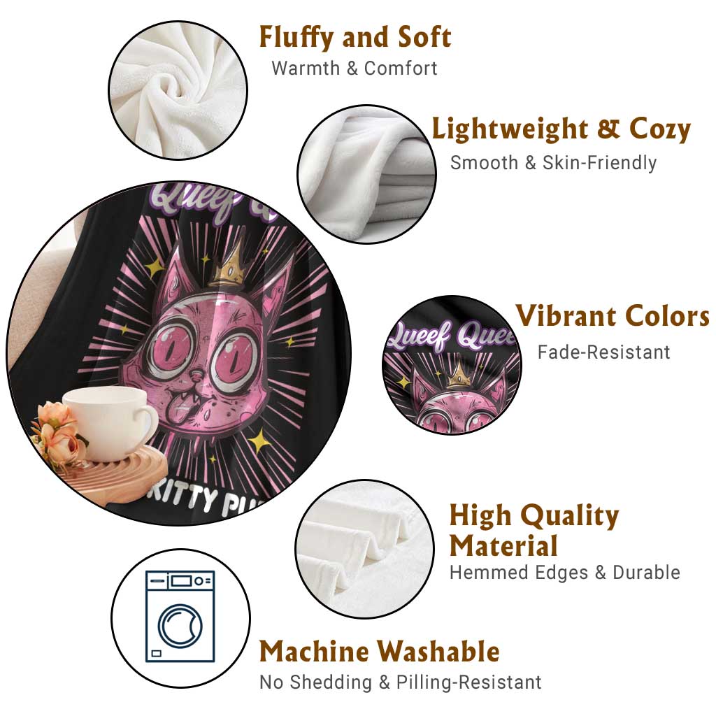 Queef Queen Cat Meme Throw Blanket Funny Inappropriate Adult Humor TS14 Print Your Wear