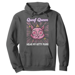 Queef Queen Cat Meme Hoodie Funny Inappropriate Adult Humor TS14 Dark Heather Print Your Wear
