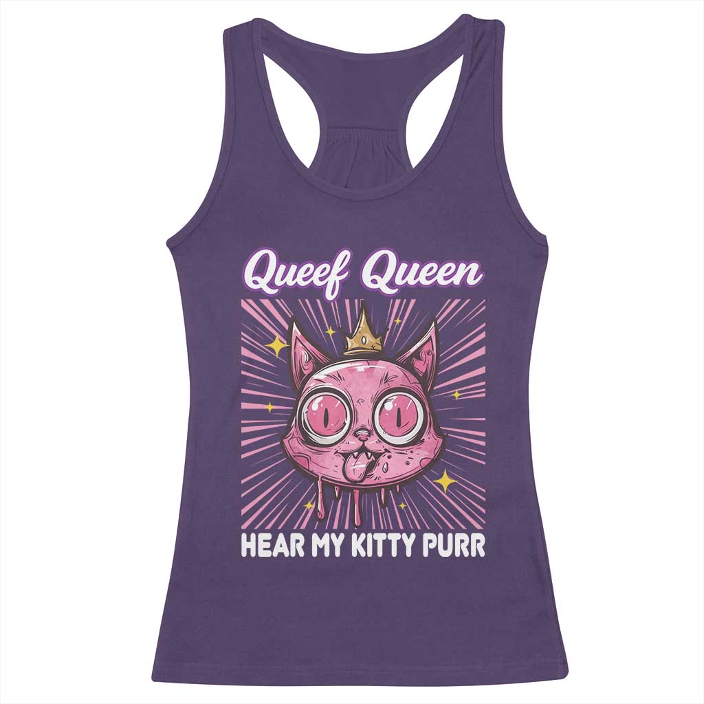 Queef Queen Cat Meme Racerback Tank Top Funny Inappropriate Adult Humor TS14 Purple Print Your Wear