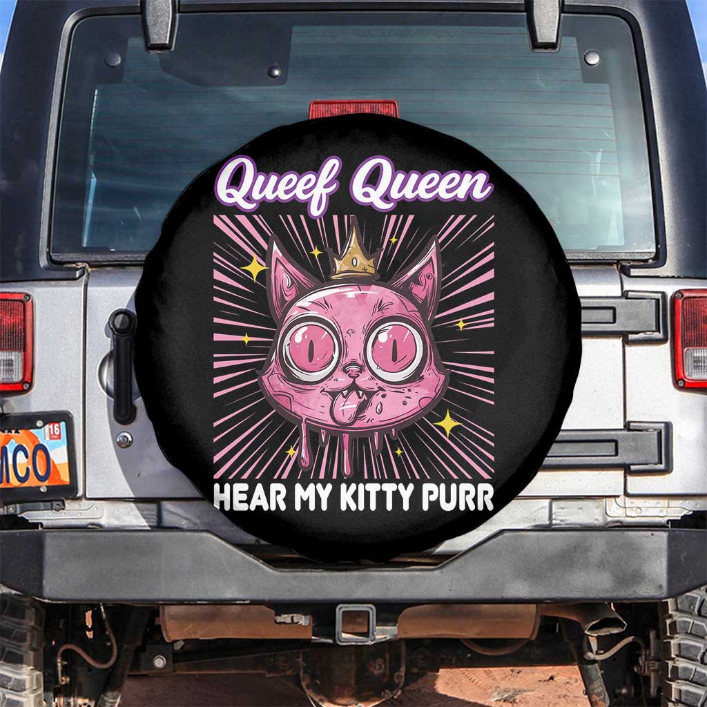 Queef Queen Cat Meme Spare Tire Cover Funny Inappropriate Adult Humor TS14 No hole Black Print Your Wear