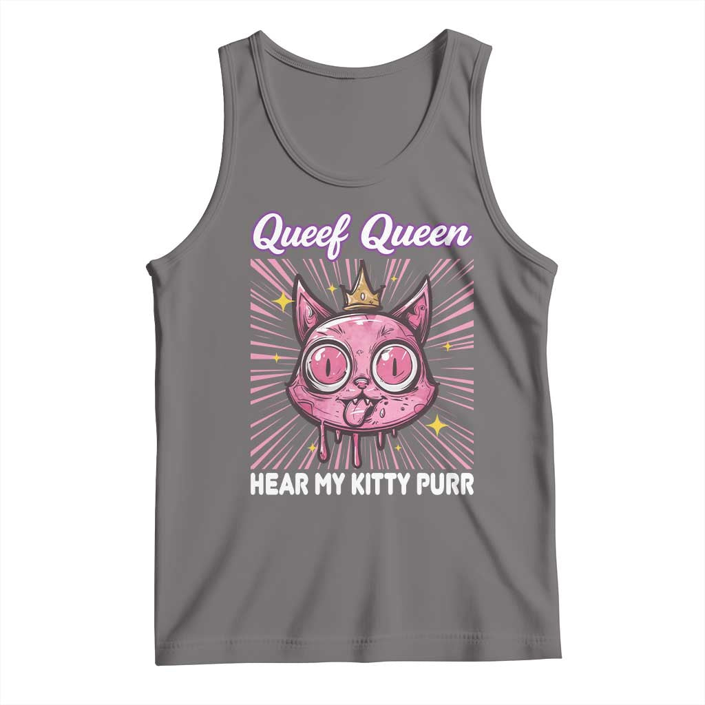 Queef Queen Cat Meme Tank Top Funny Inappropriate Adult Humor TS14 Deep Heather Print Your Wear
