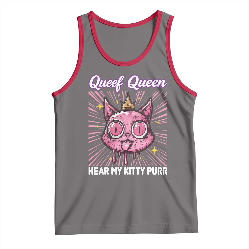 Queef Queen Cat Meme Tank Top Funny Inappropriate Adult Humor TS14 Deep Heather Red Print Your Wear