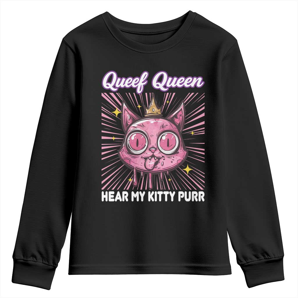 Queef Queen Cat Meme Youth Sweatshirt Funny Inappropriate Adult Humor TS14 Black Print Your Wear
