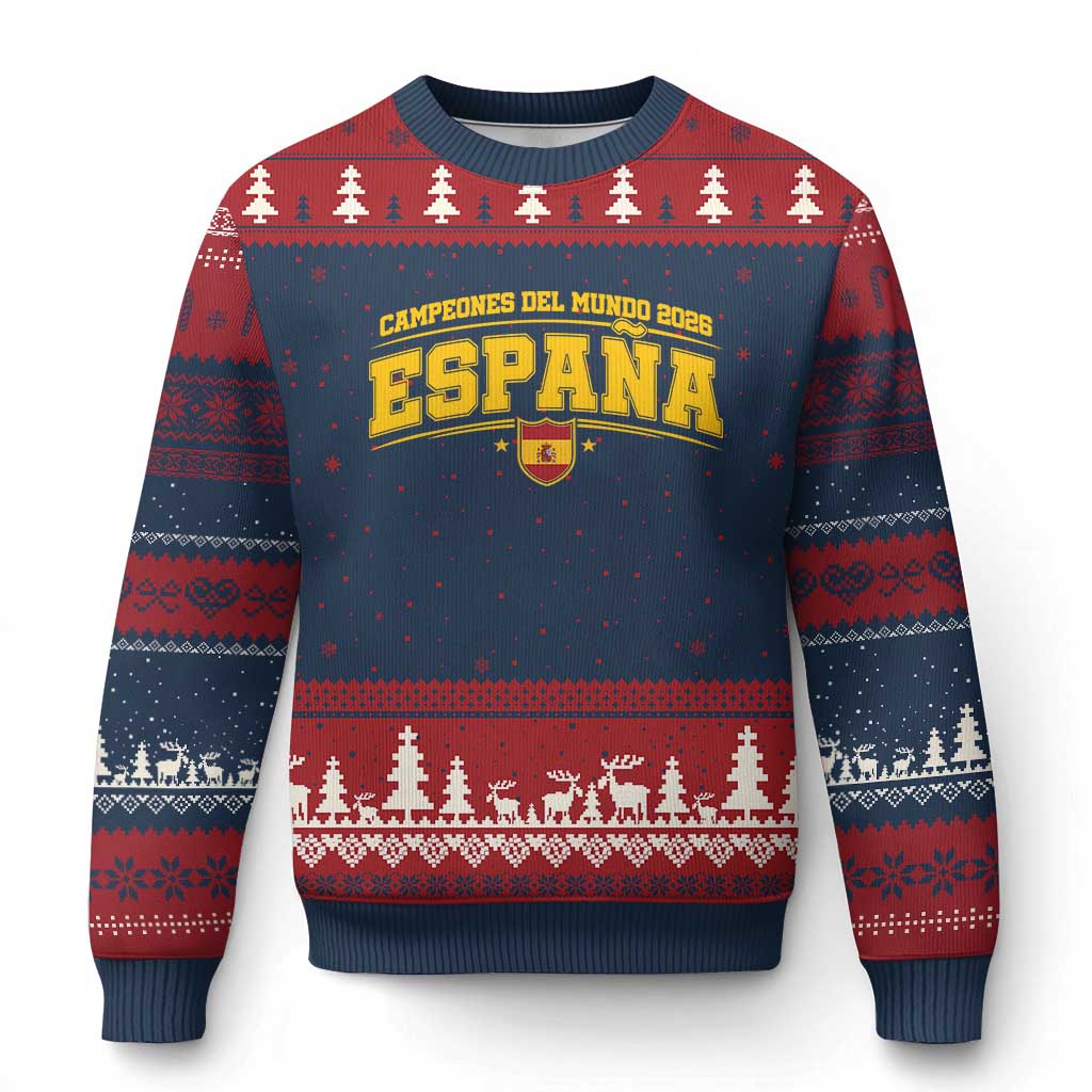Spain Champions 2026 Ugly Christmas Sweater Espana Soccer Football Fan Spanish Flag
